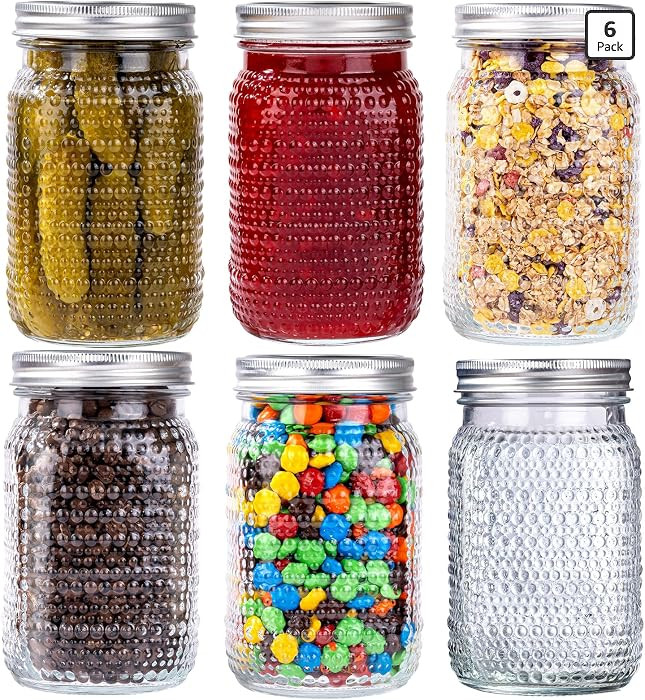 WELLIFE Mason Jars 32 oz, 6 Pack Quart Mason Jars Wide Mouth for Pickling,Canning, Decoration, Fe... | Amazon (US)