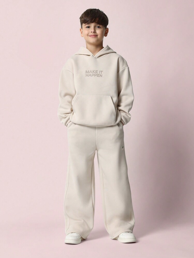 SUMWON Make It Happen Wear Oversized Fleece Hoodie Wide Leg Pants Matching Set Youth Co-Ord Sweatsuit Fall Winter Casual Wear Vacation | SHEIN