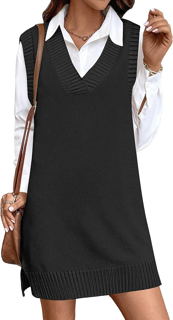 Zeagoo Womens Tank Sweater Dress Sweater Vest Knitted Pullovers Sweaters 2025 | Amazon (US)