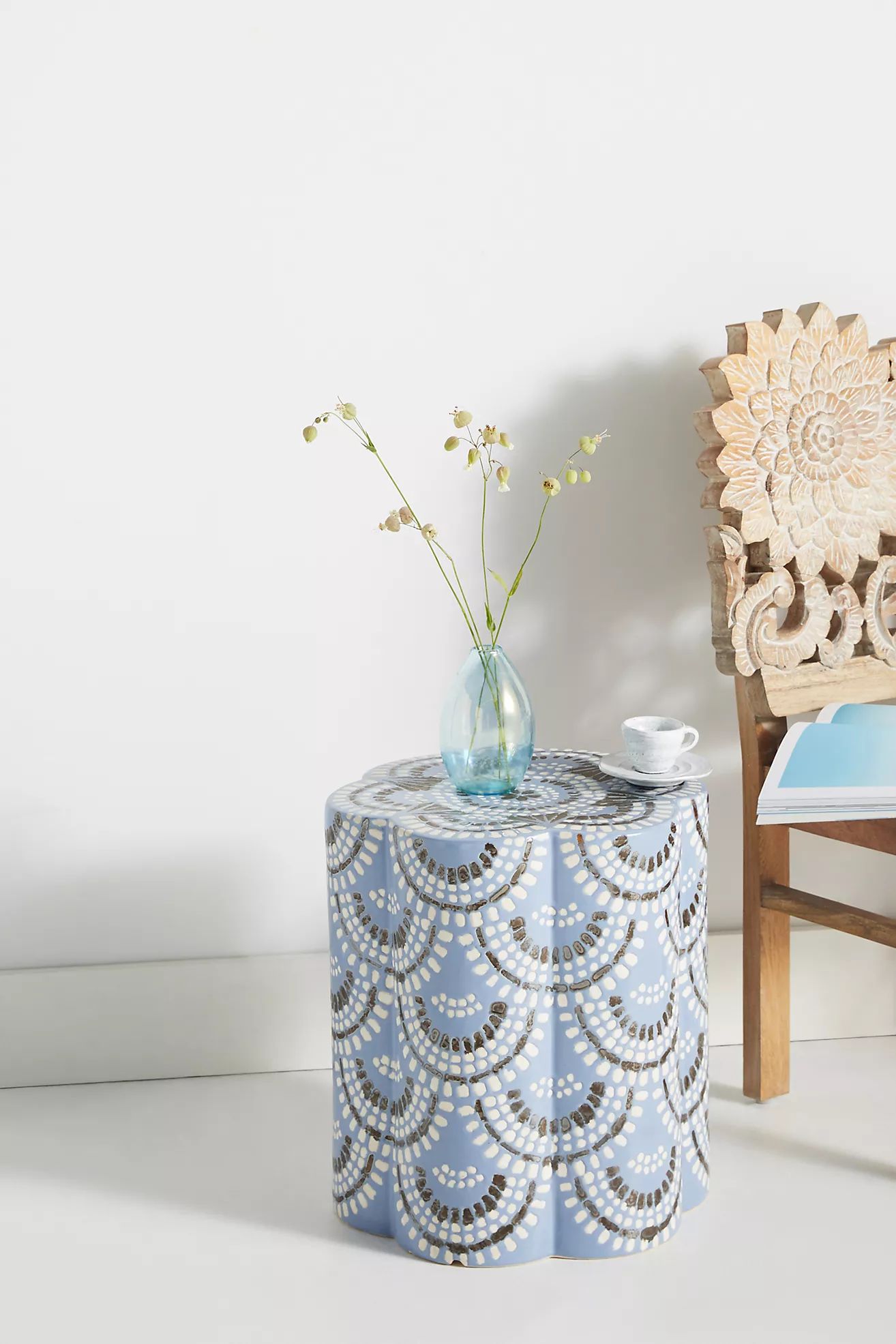 Scalloped Ceramic Side Table | Anthropologie (US)