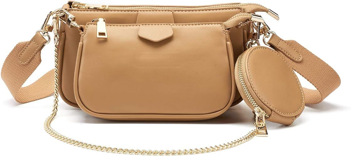 Small Crossbody Bags for Women Multipurpose Golden Zippy Handbags with Coin Purse including 3 Siz... | Amazon (US)