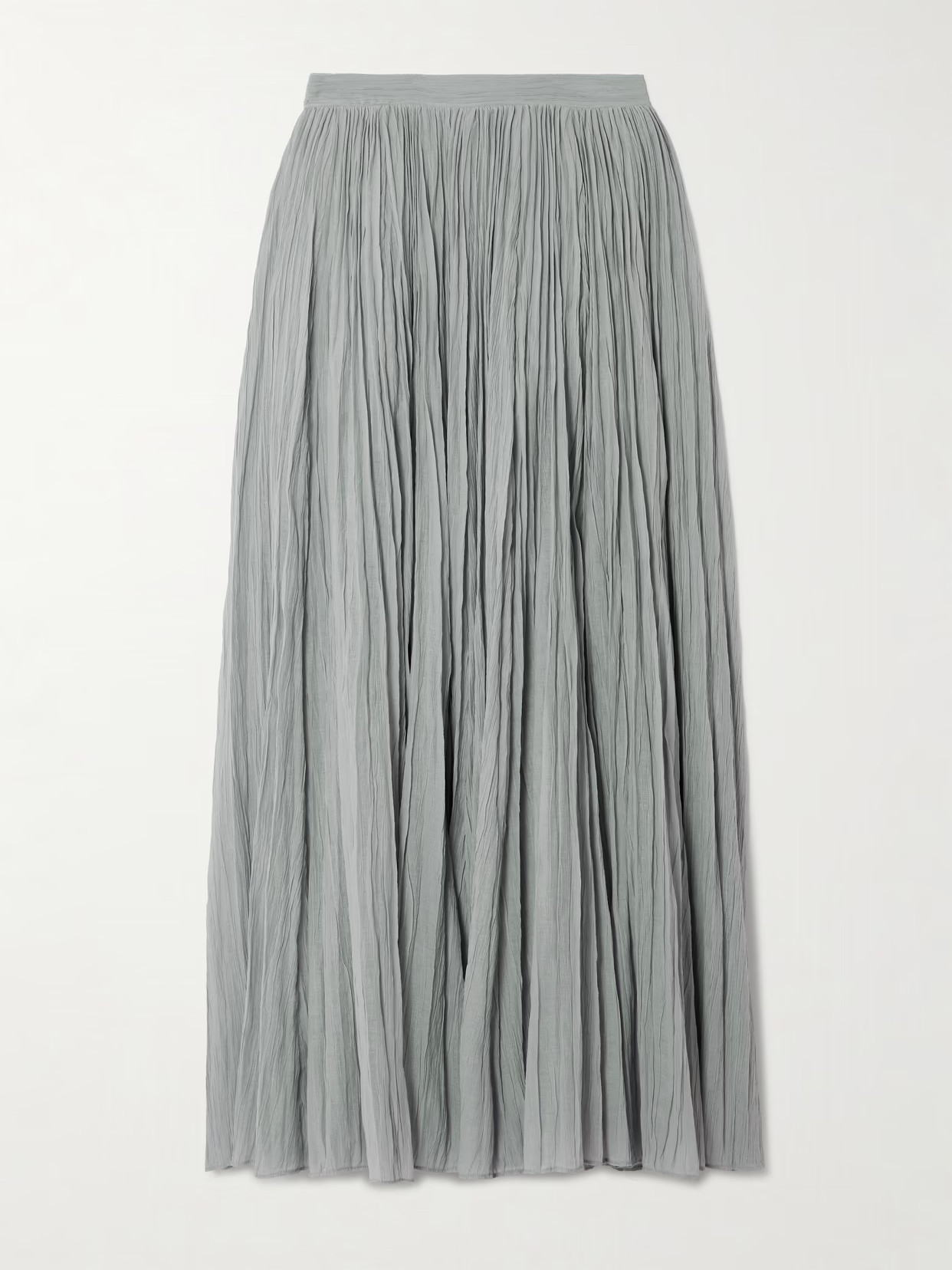 TOTEME - Plissé-organic Cotton-blend Maxi Skirt - Gray | NET-A-PORTER (US)