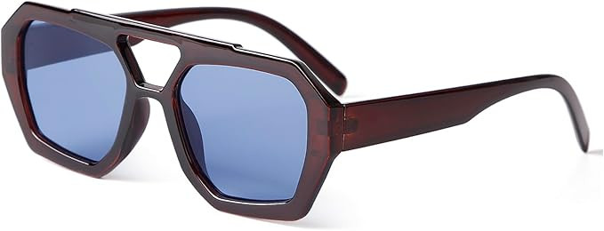 ADE WU Trendy Square Aviator Sunglasses for Women Thick Frame Double Bridge Geometric Sun Glasses | Amazon (US)