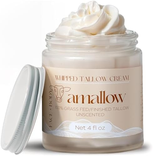 Amallow 100% Grass Fed Beef Tallow for Skin Care - Face + Body - Whipped Moisturizer for Sensitiv... | Amazon (US)