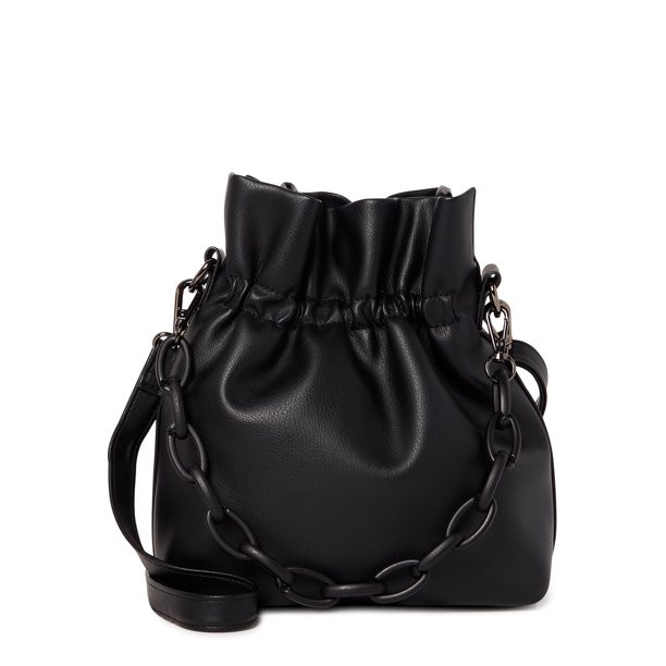 No Boundaries Women's Contemporary Drawstring Crossbody Handbag Black - Walmart.com | Walmart (US)