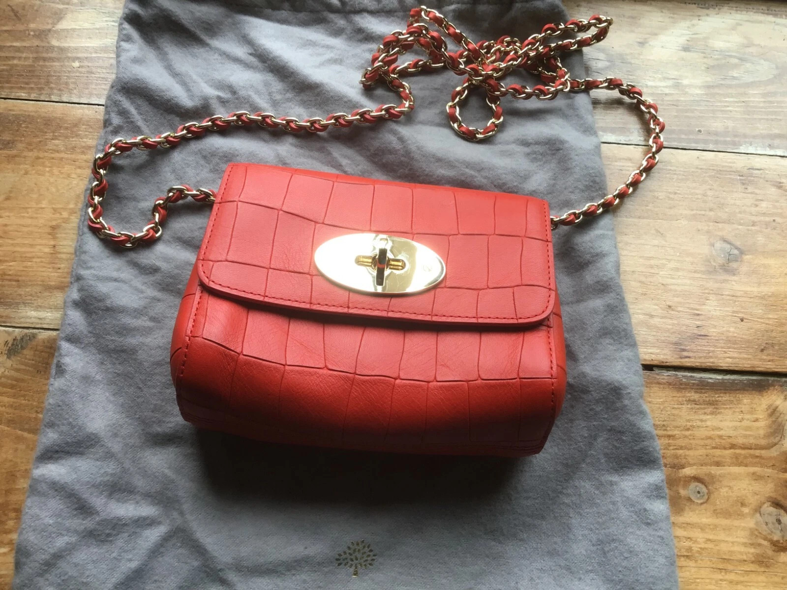Mulberry Mini Lily Red Croc Print Bag Unused. | eBay AU