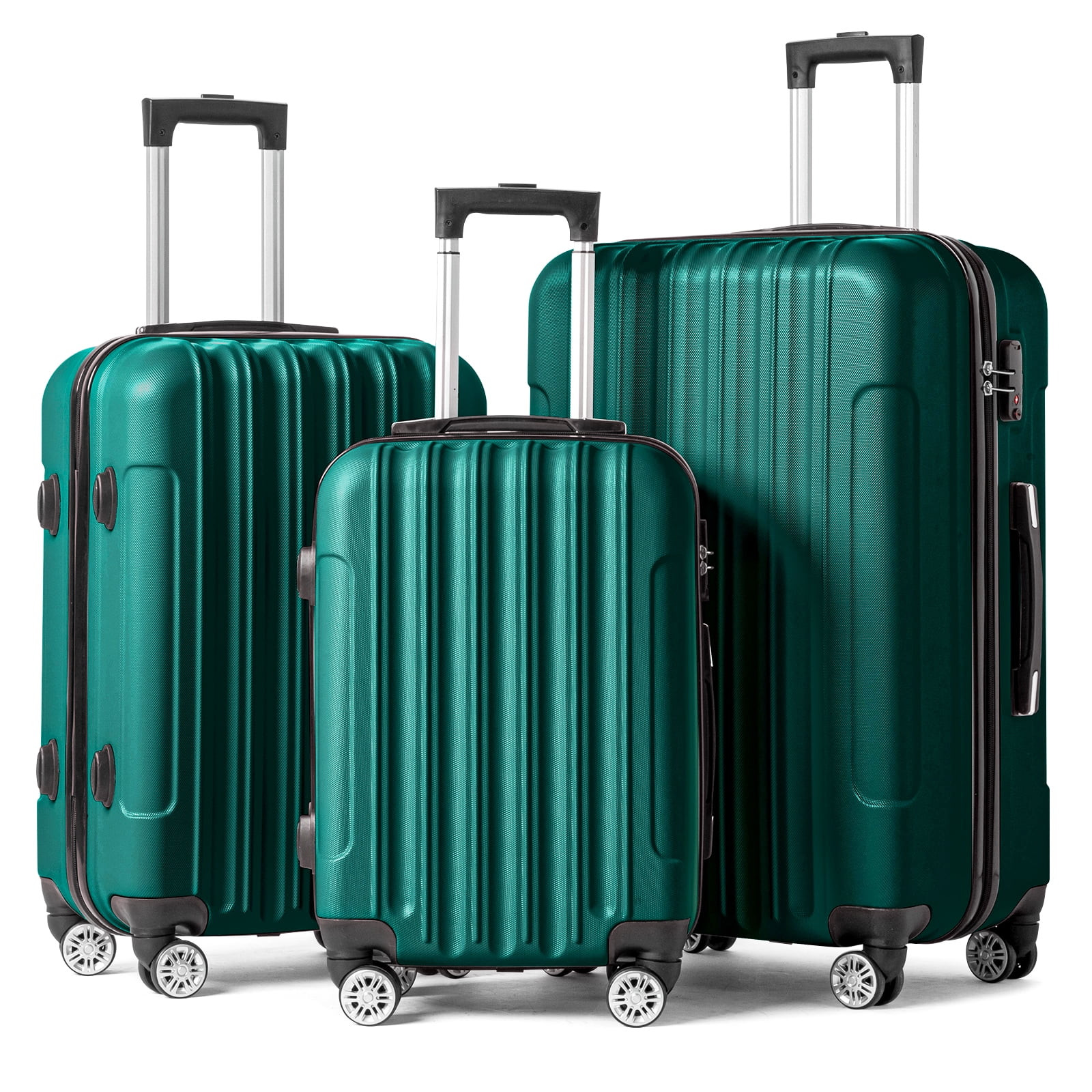 Zimtown 3 Piece Nested Spinner Suitcase Luggage Set With TSA Lock Dark Green | Walmart (US)