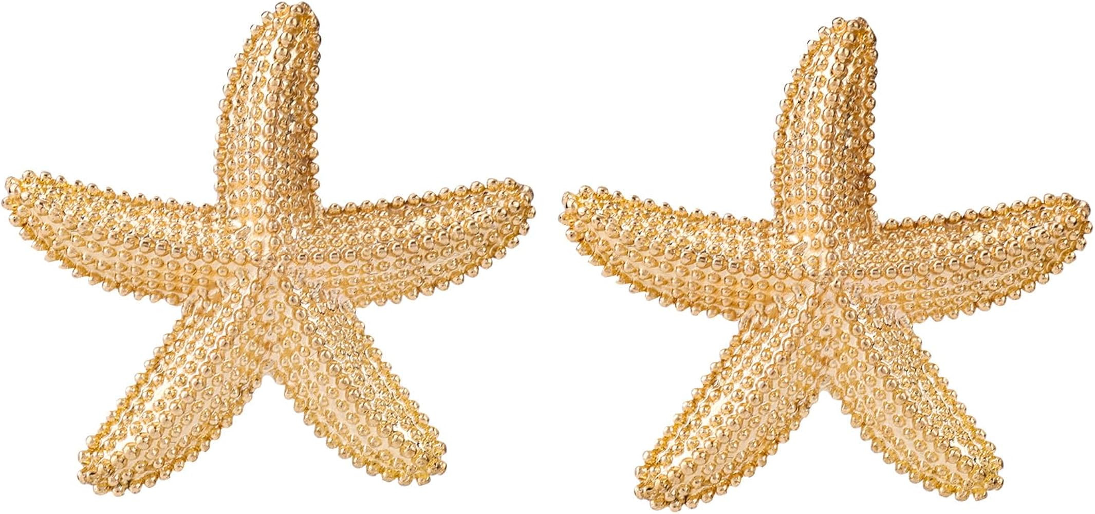 Starfish Earrings for Women, Gold Statement Starfish Earrings Summer Beach Jewelry Charming Beach... | Amazon (US)