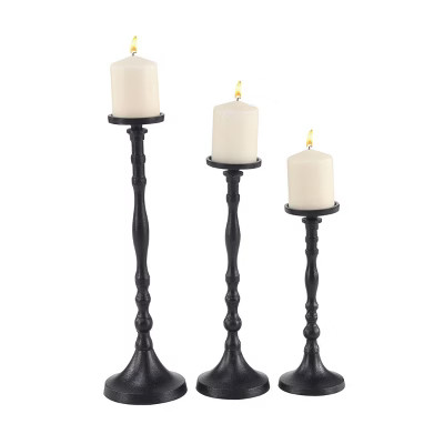 Set of 3 Traditional Iron Candle Holders Black - Olivia & May | Target