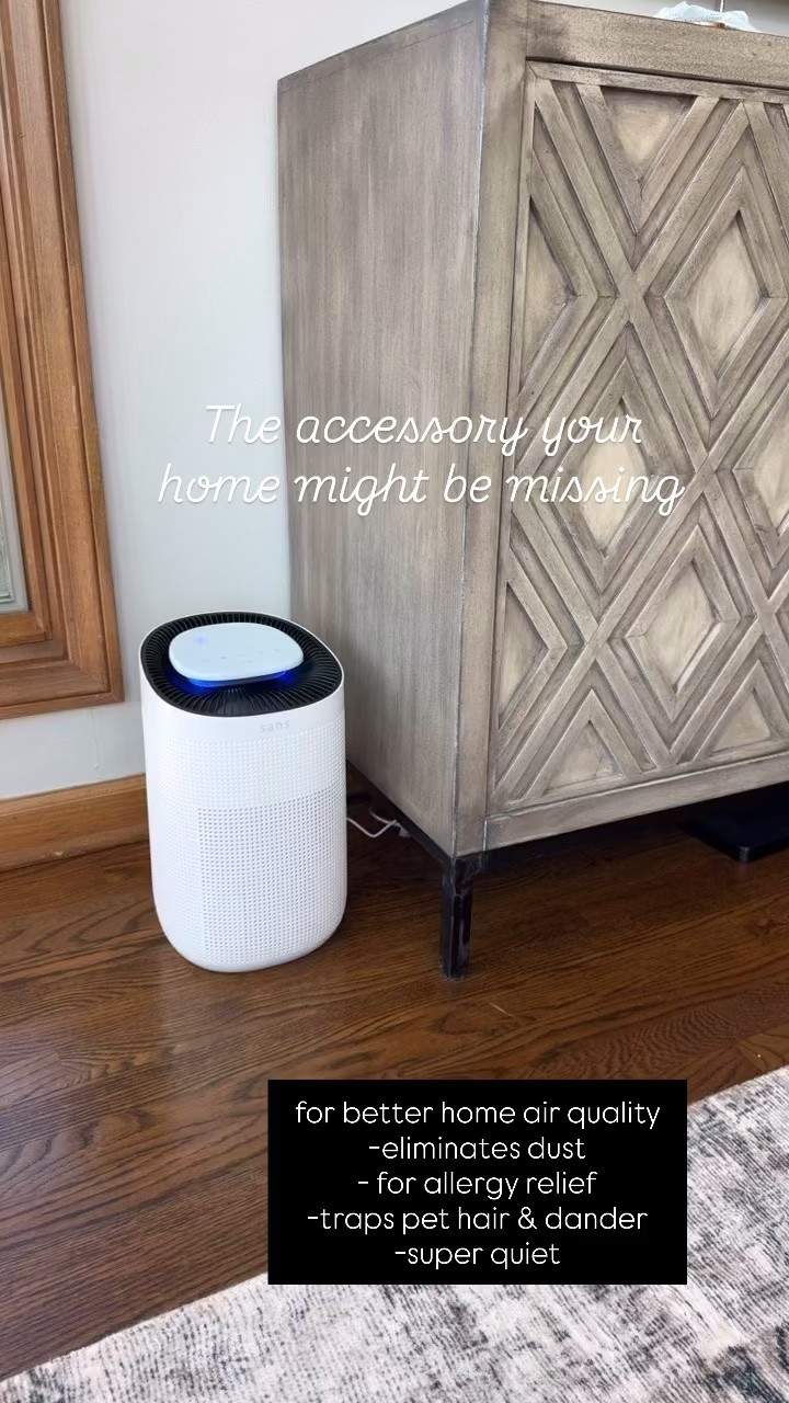 25% off Sans air purifier 
We have 2 sizes. This mini in the great room and a larger size in our bedroom 
The household accessory that is a must!! 
Allergy relief, reduce dust, traps pet dander #ad

#LTKSeasonal #LTKSaleAlert #LTKHome
