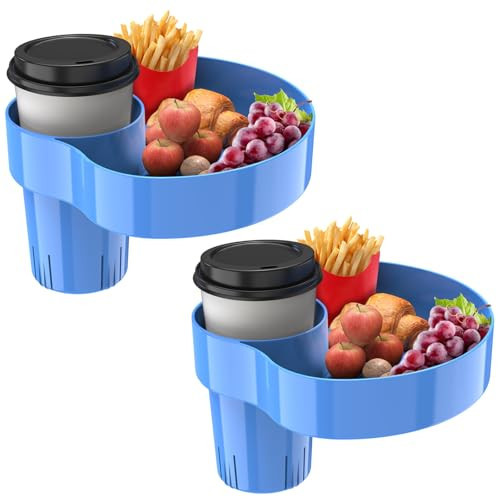 AISHAIDO [2 Packs] Kids Car Seat Tray, Travel Tray with Cup Holder for Toddler, Kids Car Seat Food Snack Tray for Road Trip, Stroller snack tray travel must haves - Blue Color | Amazon (US)