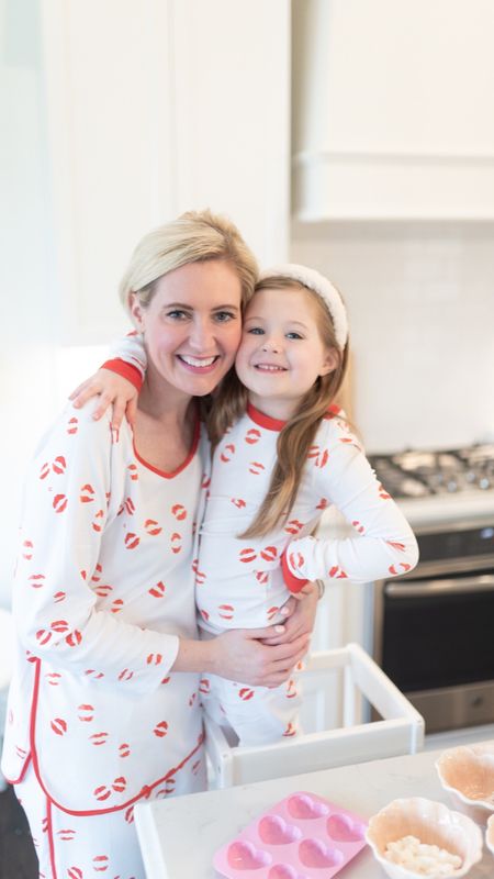Mommy & me Lake Pajamas for Valentine's Day! We size up in both mine and the kids' pajamas since they are Pima cotton! 