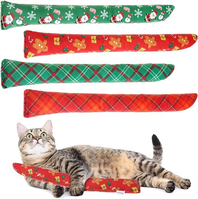 EXPAWLORER Christmas Cat Toys Catnip Kicker , 4 Pack Bite Resistant and Durable Fish Shape Kick T... | Amazon (US)