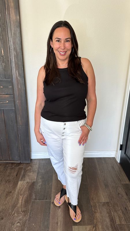 #walmartpartner Here’s a great summer look from Walmart! These $7 tanks are awesome and these white jeans are not see-through! They feel good, they got a looser leg so they are not tight on you. I’m wearing my regular size XL in this top and for the jeans, I sized up one to a 16 #walmartfashion @walmartfashion

#LTKFindsUnder50 #LTKSeasonal #LTKStyleTip