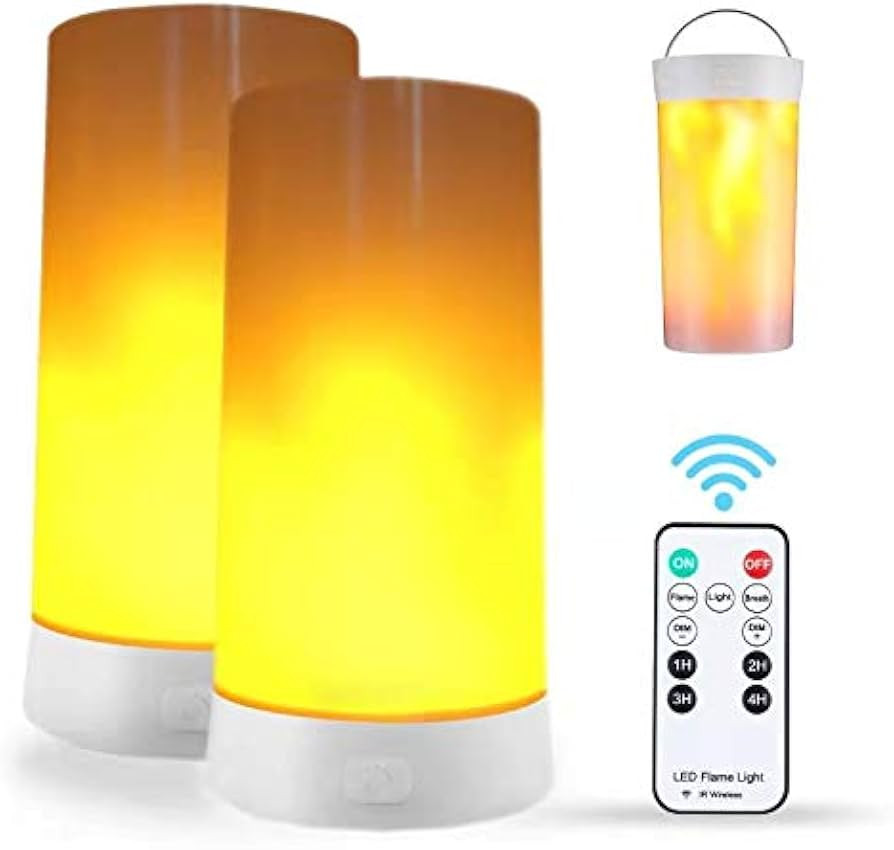 2PCS LED Flame Light, USB Rechargeable Flame Effect Light, Flame Lamp with Remote & Timer, Waterp... | Amazon (US)