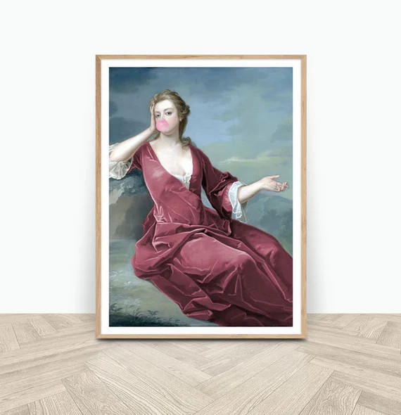 Blowing Bubble Gum Art Print Digital Download Print Altered - Etsy | Etsy (US)