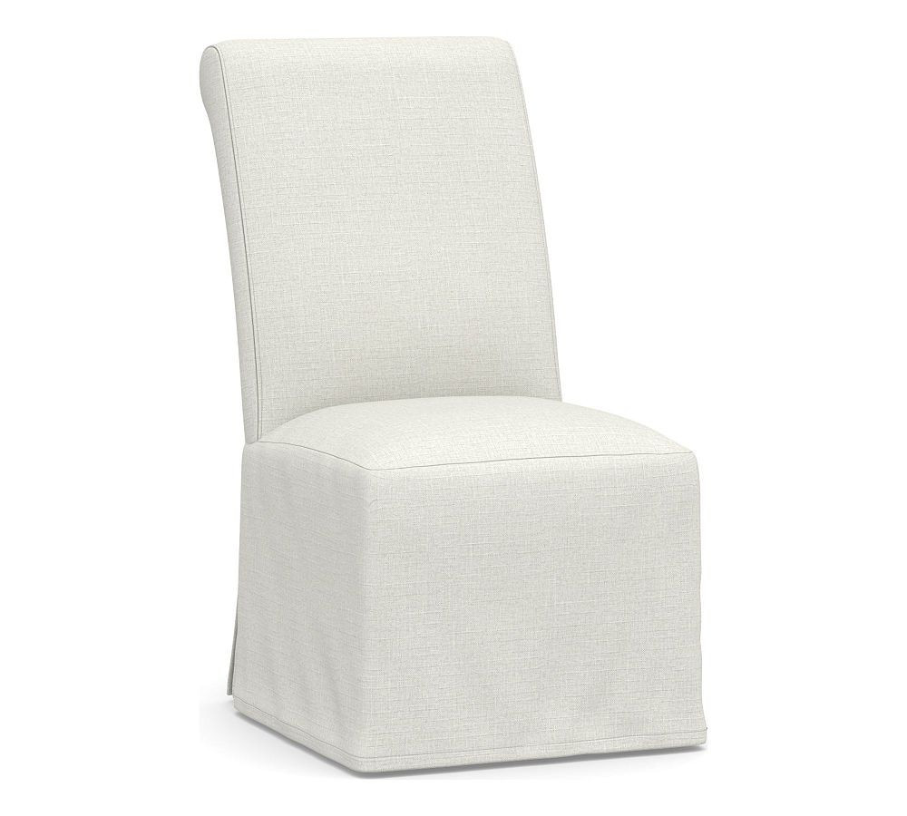PB Comfort Roll Dining Side Chair Slipcover, Basketweave Slub Ivory | Pottery Barn (US)