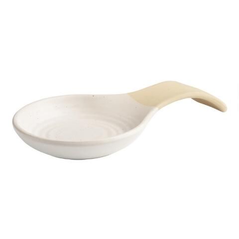 Tipton Ivory Speckled Ceramic Spoon Rest | World Market
