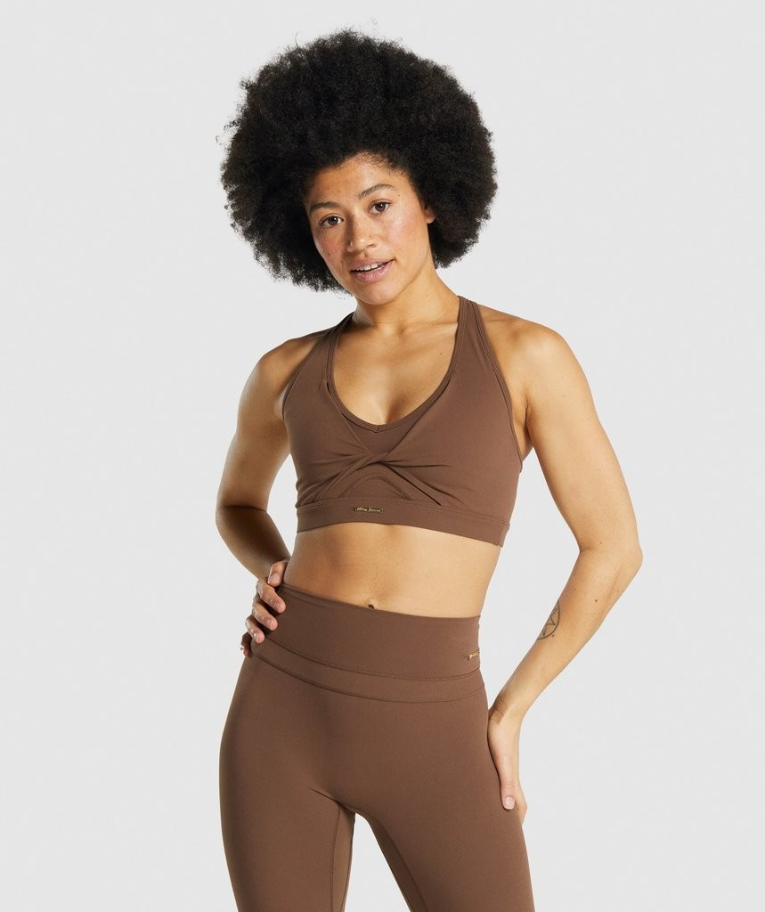 Gymshark Whitney Mesh Sports Bra - Dandelion Brown | Gymshark (Global)