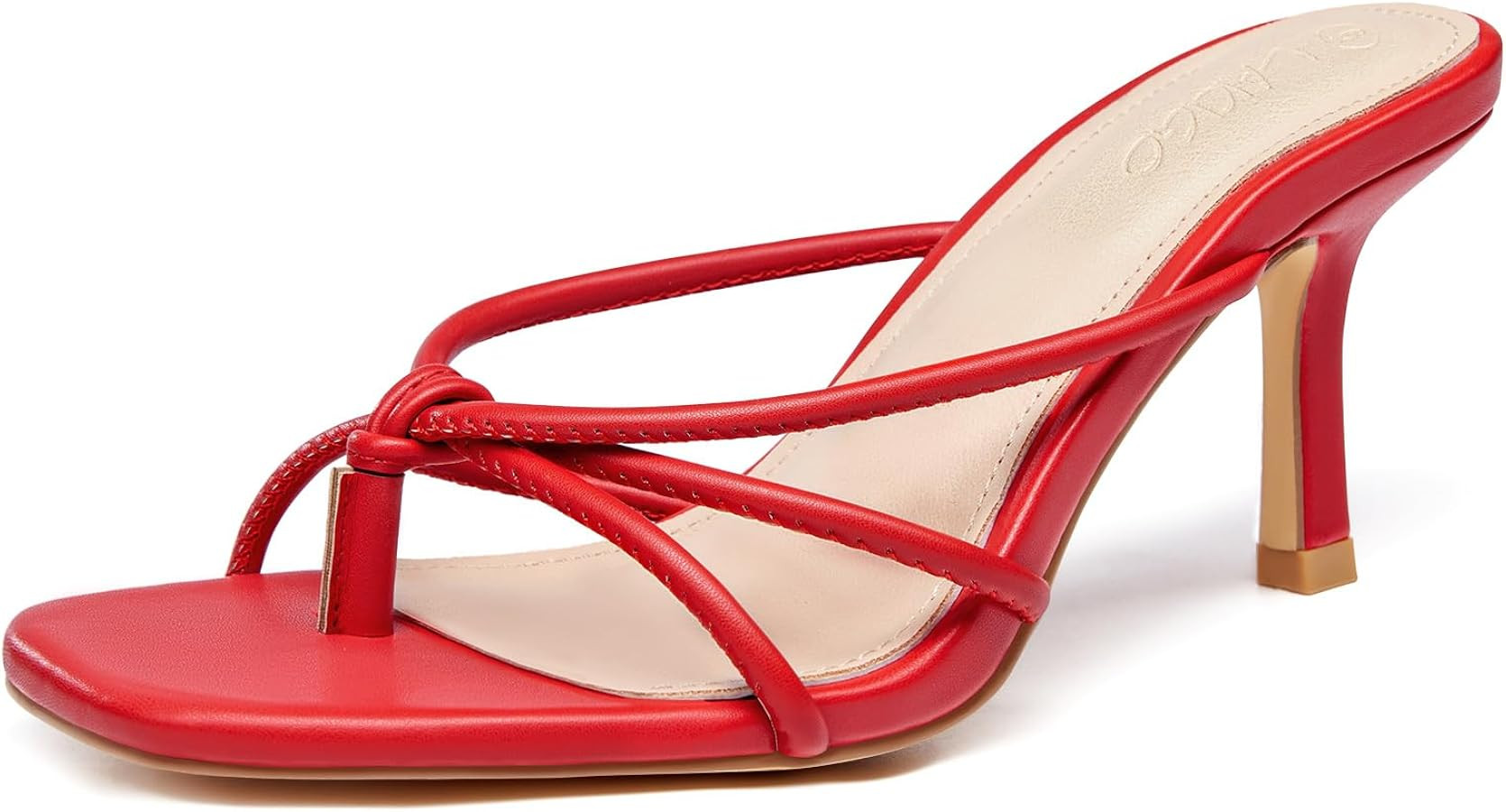 LAICIGO Women’s Square Open Toe Flip Flops Stiletto Heels Strappy Thong Slide on Slingback Mule... | Amazon (US)