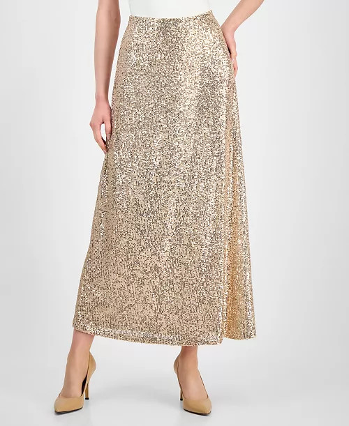 Anne Klein Women's Sequin Flared Maxi Skirt - Macy's | Macy's