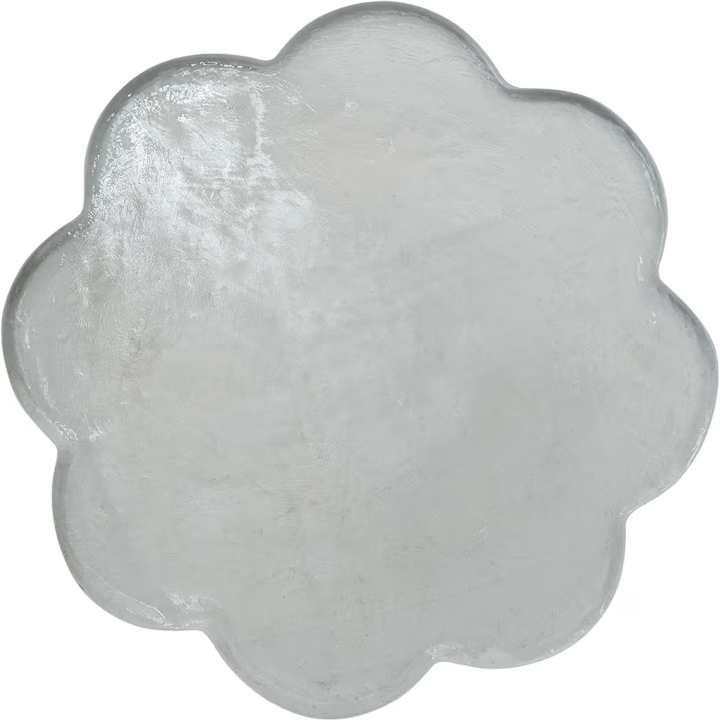 Creative Co-Op Round Pressed Glass Scalloped Cheese and Serving Board, Clear | Amazon (US)