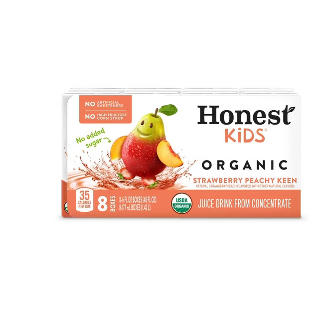 Honest Kids Organic Strawberry Peach Keen Juice Drink - 8pk/6 fl oz Boxes | Target