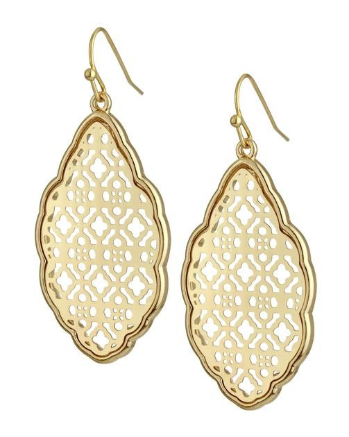 Mosaic Teardrop Dangle Earrings - Boho Style - Gold | Charming Charlie