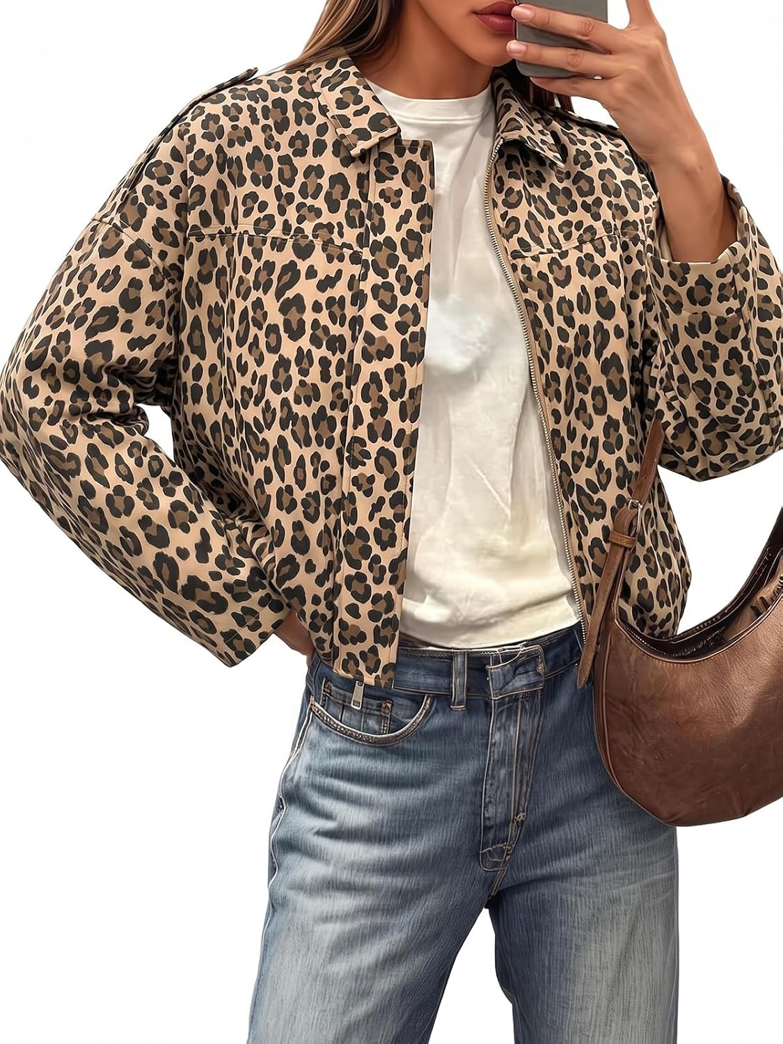 Cicy Bell Womens Faux Suede Bomber Jackets Oversized Cropped Zip Up Coats | Amazon (US)