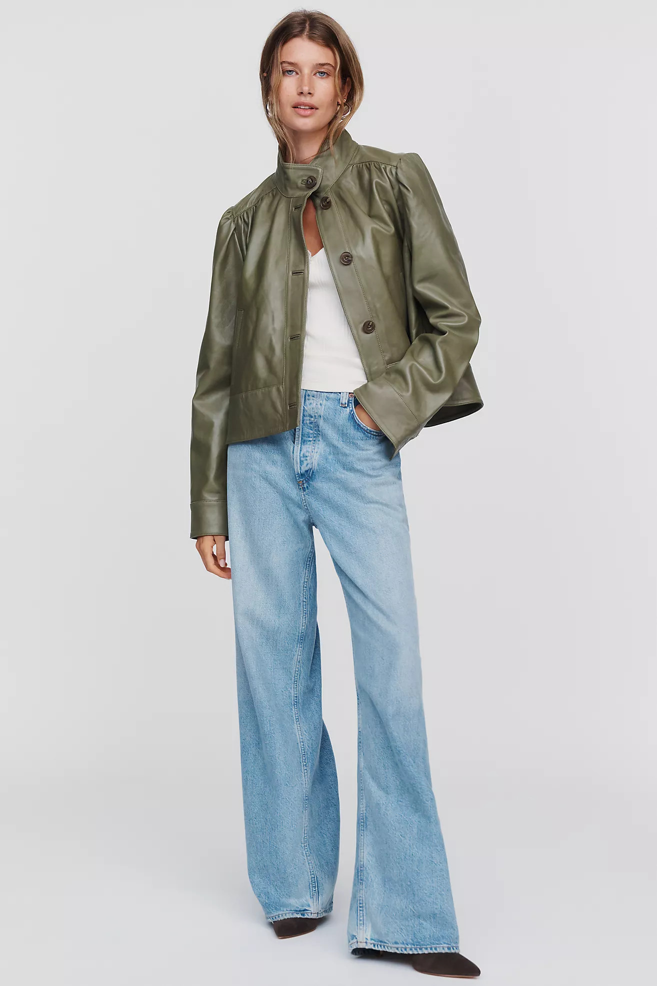 By Anthropologie Leather Swing Jacket | Anthropologie (US)