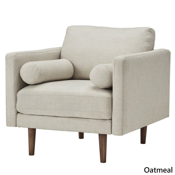 Oana Mid-Century Tapered Leg Chair with Pillows by iNSPIRE Q Modern - Black | Bed Bath & Beyond