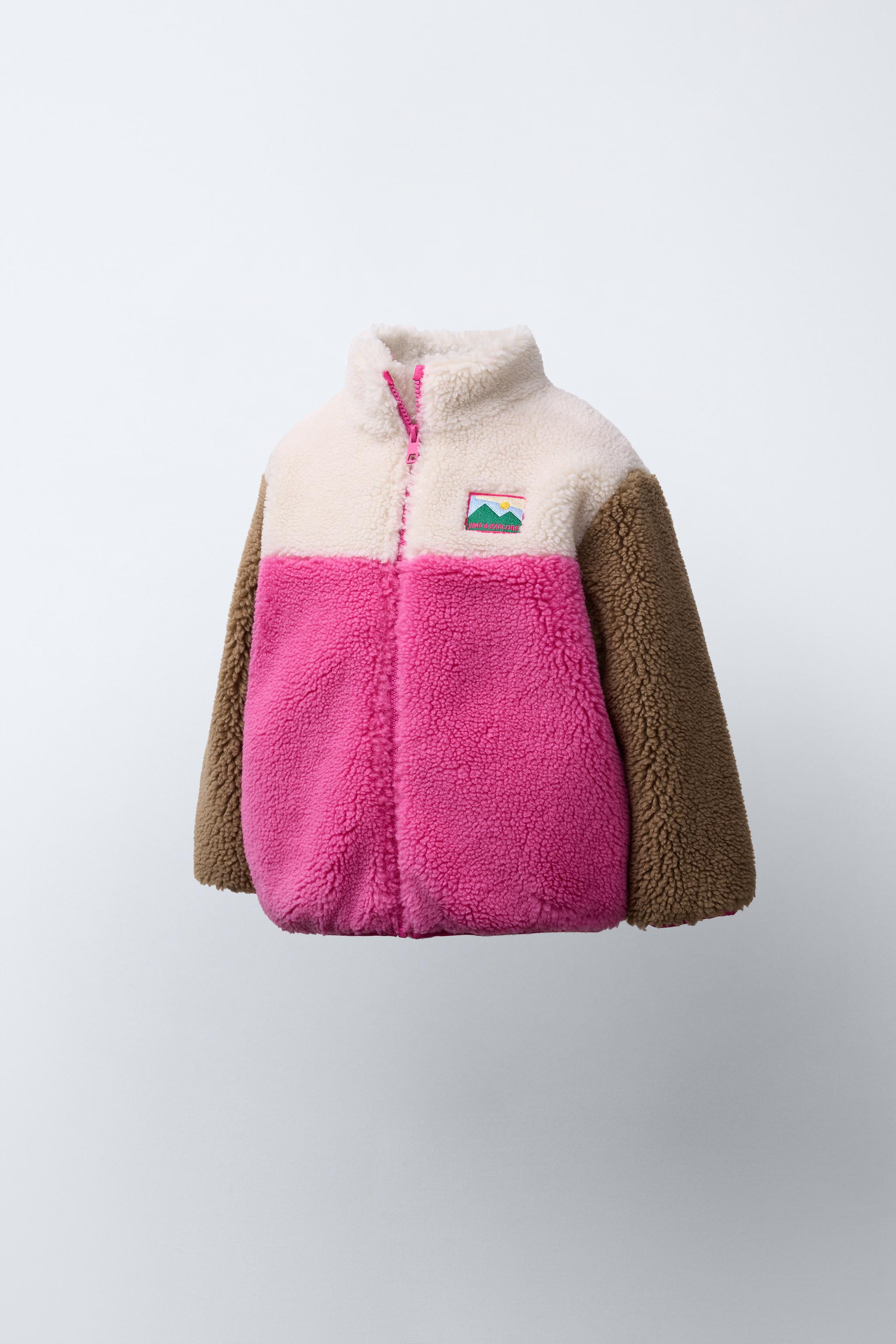 COLOR BLOCK FLEECE JACKET WITH LABEL | Zara US