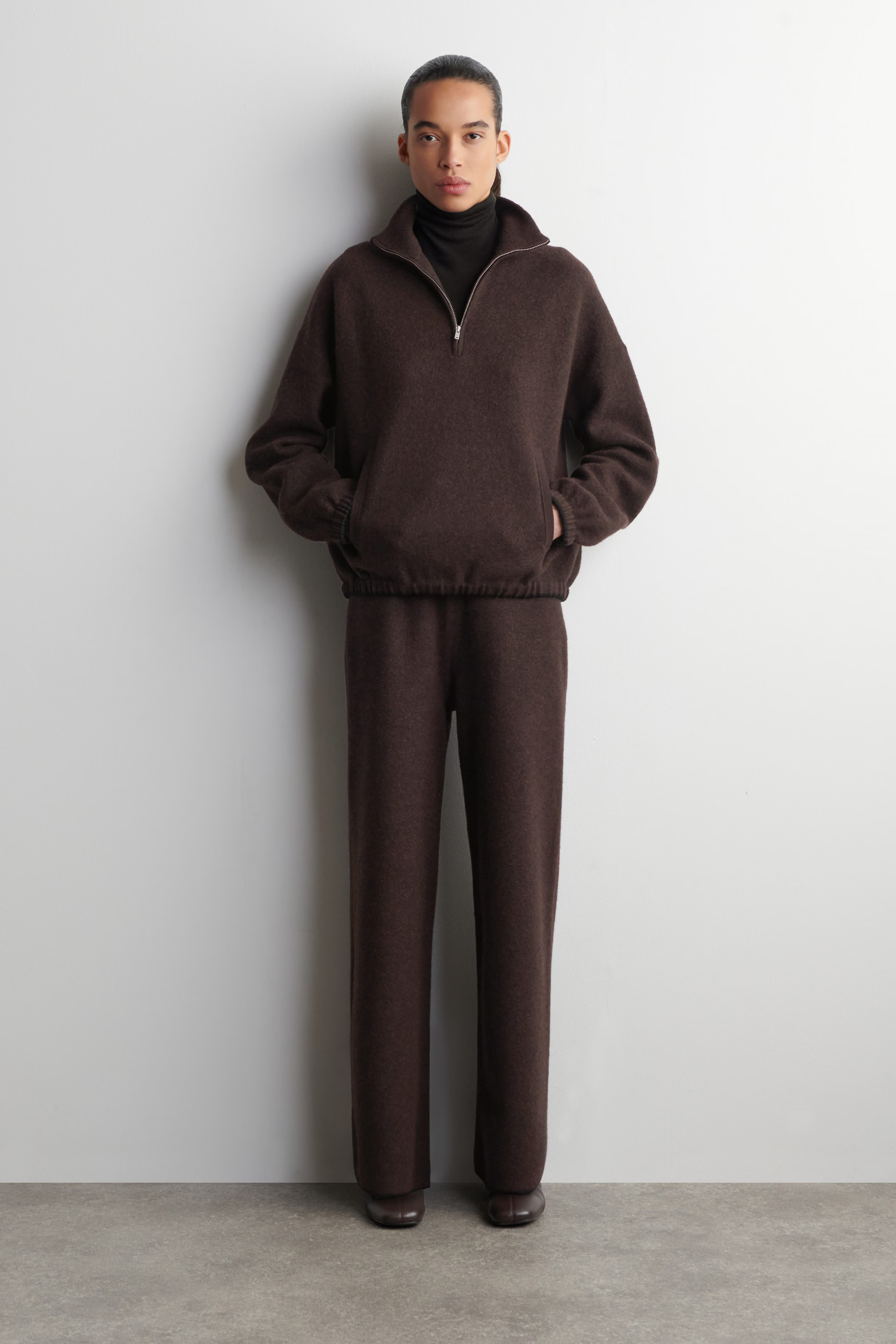 BOILED MERINO WOOL WIDE-LEG PANTS - BROWN MÉLANGE | COS US | COS (US)