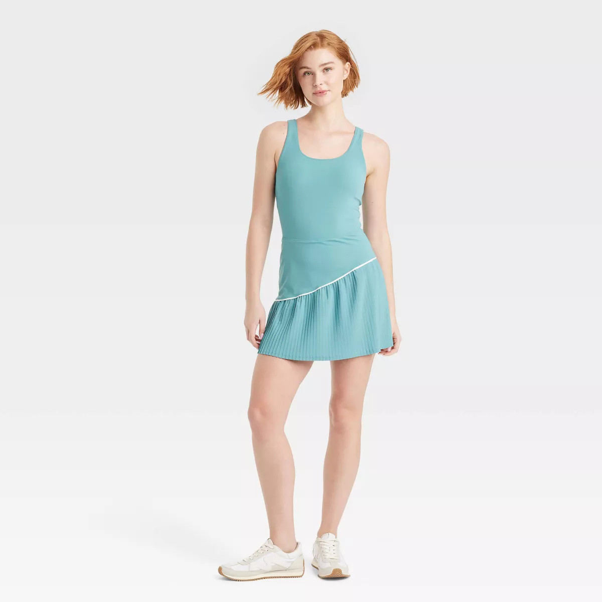 Women's Knit Asymmetrical Pleated Active Dress - JoyLab™ Teal Green S | Target