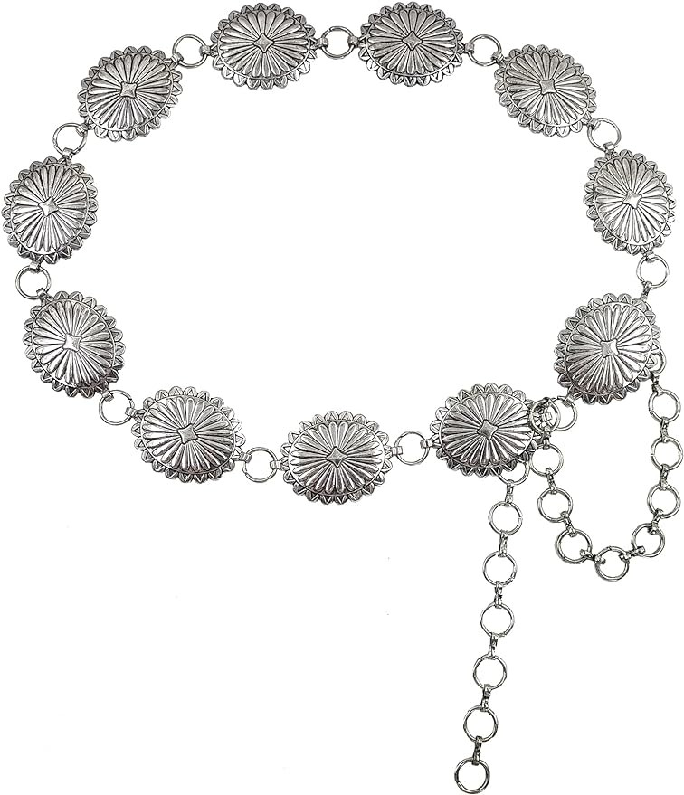 TOPACC Western Metal Concho Belt for Women Cowgirl Chain Belts for Dresses Jeans Country Concert ... | Amazon (US)