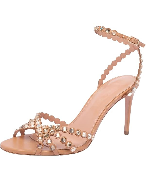 Rhinestone Heeled Sandals for Women Strappy High Heel Stiletto Pumps Shoes | Amazon (US)