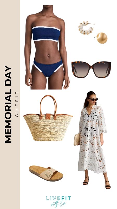 Ready for Memorial Day weekend? 🇺🇸🌊 Dive into summer with this chic and effortless beach outfit. From the stylish bandeau bikini to the breezy cover-up, every piece is perfect for a sunny day out. Don’t forget your sunnies and statement earrings for a touch of glam. How are you spending the long weekend? 🏖️✨ #MemorialDayOutfit #SummerReady

#LTKStyleTip #LTKSeasonal
