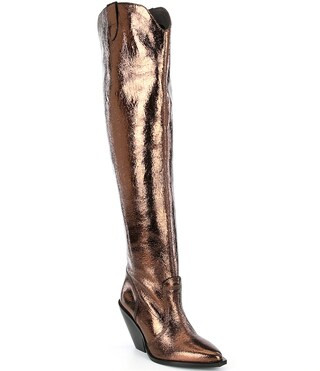 Triple Crown Metallic Leather Over The Knee Boots | Dillard's
