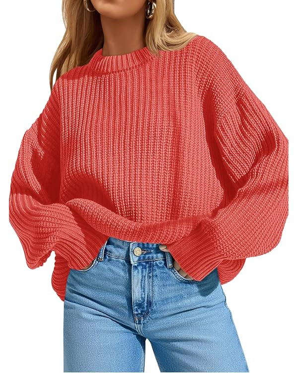 Saodimallsu Womens Oversized Sweater Long Sleeve Crewneck Ribbed Knit Pullover 2025 Fall Casual C... | Amazon (US)