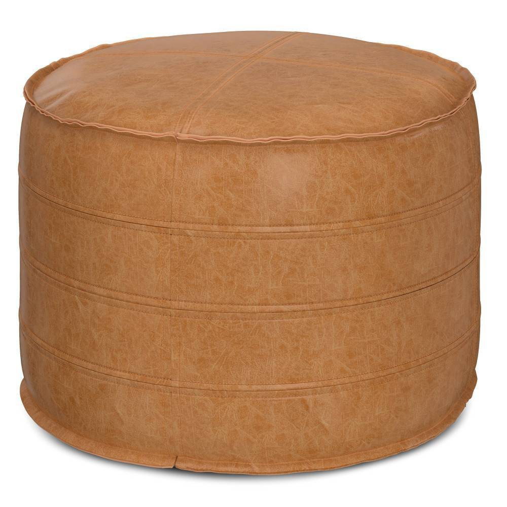 20"" Wendal Round Pouf Distressed Brown - WyndenHall | Target