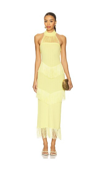 YLLW THE LABEL Lana Fringe Dress in Yellow. - size L | Revolve Clothing (Global)