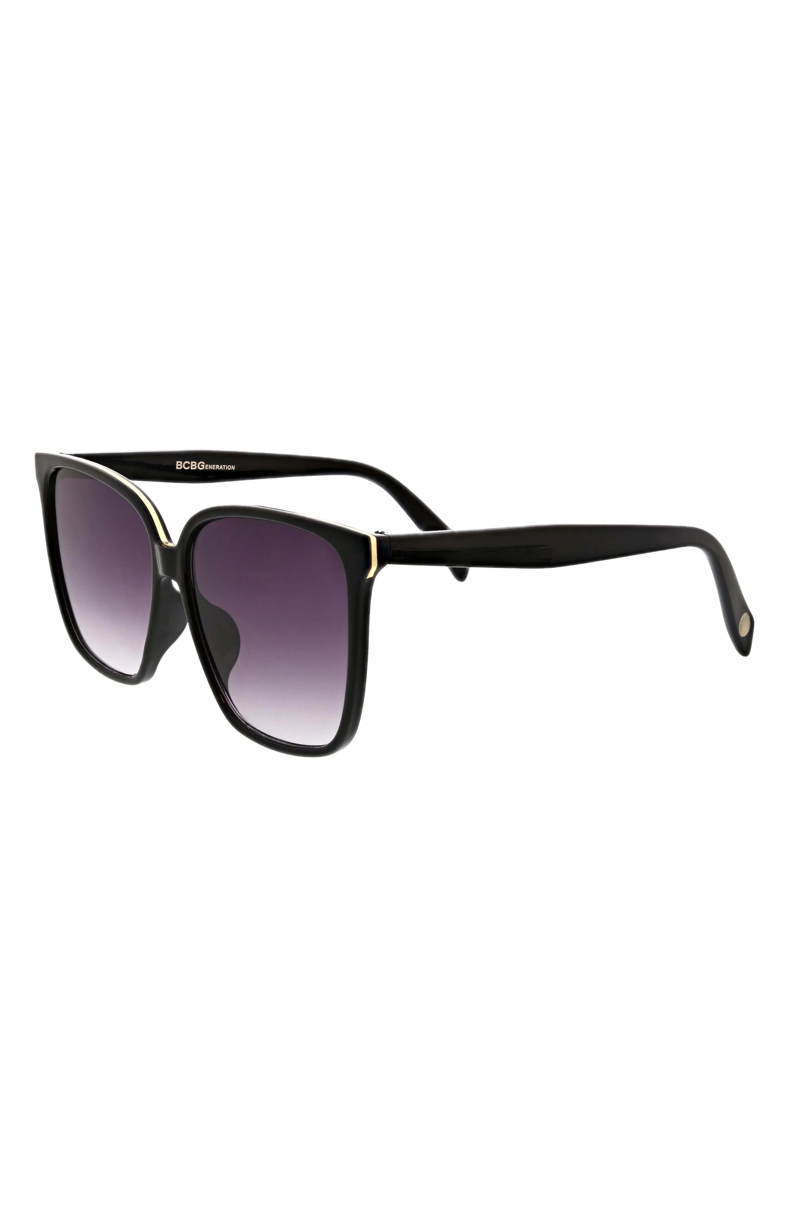 BCBG 58mm Oversize Square Sunglasses in Shiny Black at Nordstrom Rack | Nordstrom Rack
