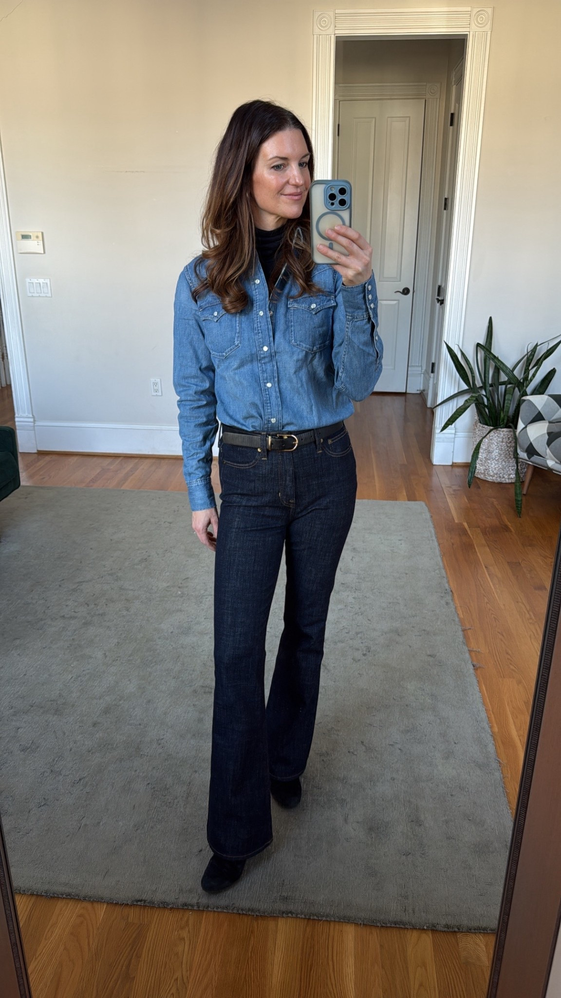 Winter style layering denim skirt Ralph Lauren mom outfit classic outfits for moms ootd denim

#LTKootd #LTKValentine #LTKOver40