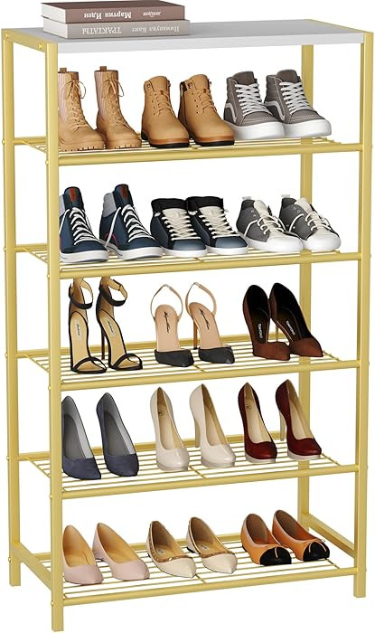 HOMEFORT Shoe Rack 6-Tier, Shoe Storage Shelf, Industrial Shoe Tower, Narrow Shoe Organizer for C... | Amazon (US)