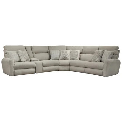 Mcpherson 6 - Piece Upholstered Reclining Sectional with 2 Lay-Flat Reclining Seats and Storage Console | Wayfair North America