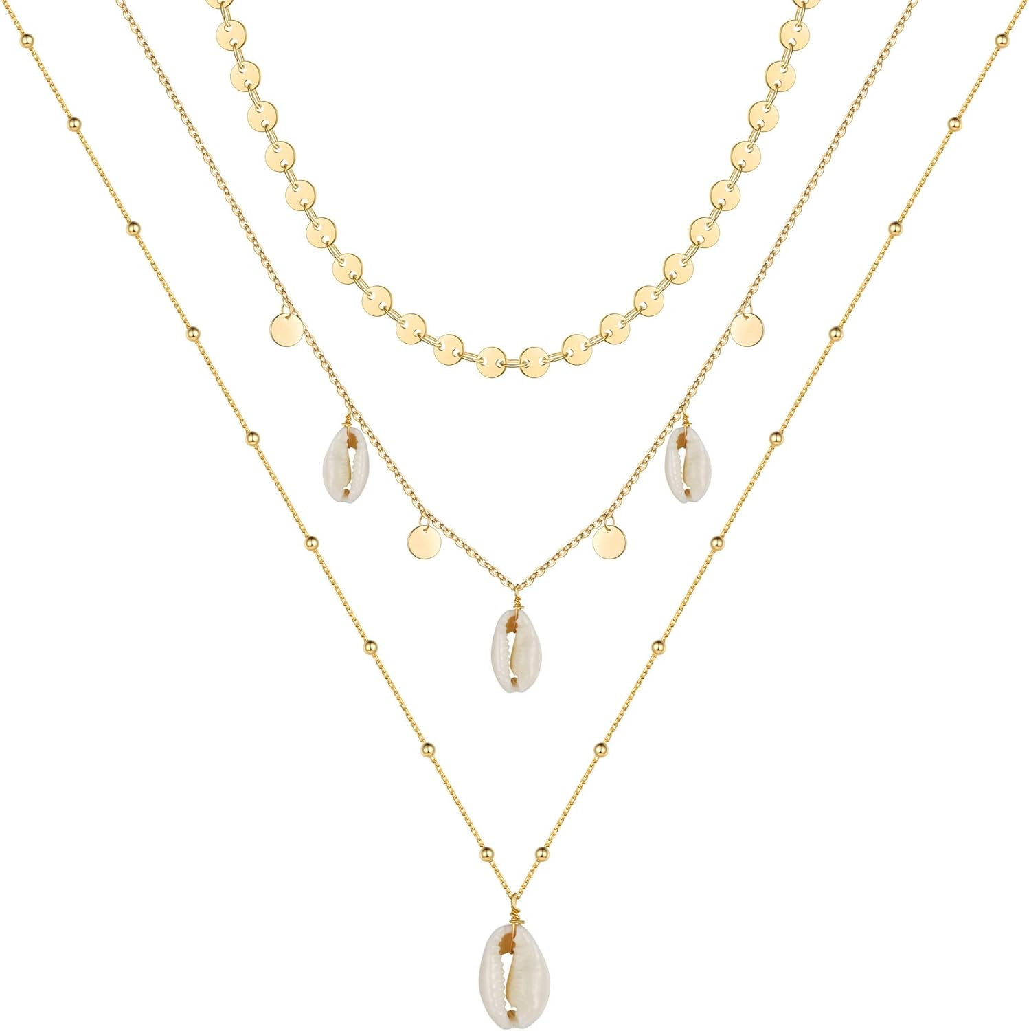 MONOOC Layered Necklaces for Women, Dainty 14K Gold Plated Layering Choker Necklace Handmade Laye... | Amazon (US)