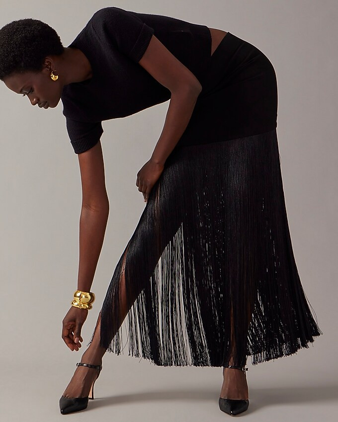Collection mini fringe-trim skirt in city crepe | J. Crew US