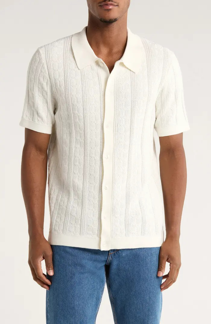 TRUTH Short Sleeve Cable Knit Button-Up Shirt | Nordstromrack | Nordstrom Rack