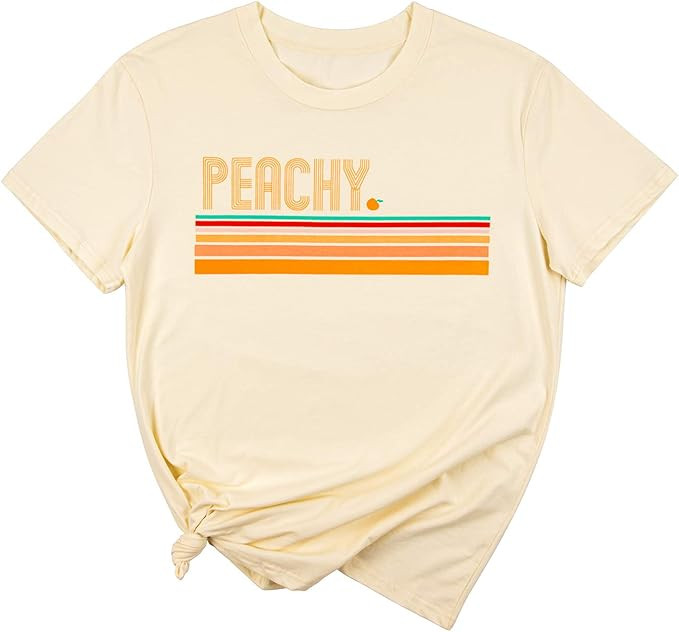 Ykomow Just Peachy T Shirt Womens Short Sleeve Casual Summer Graphic Tees Tops | Amazon (US)