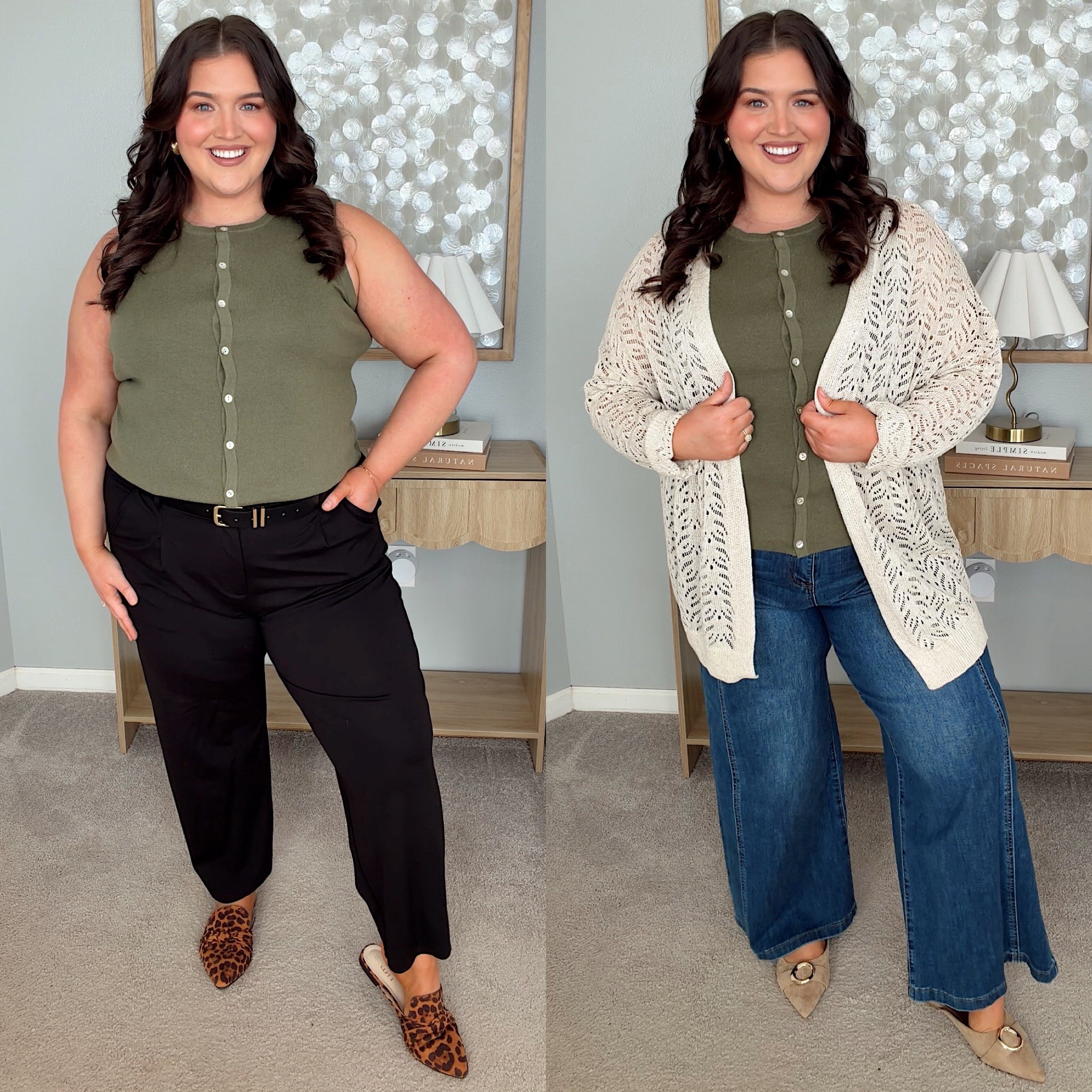 Amazon curvy casual outfits ☕️💻👜 Work to weekend style for chic office approved looks to easy everyday outfits for the everyday mom on the go. Wearing a size XXL in everything! Wool blend button tank, crochet cardigan, wide leg denim, batwing sweater top + wrinkle free work trousers 🙌🏼

#LTKootd #LTKPlusSize #LTKWorkwear